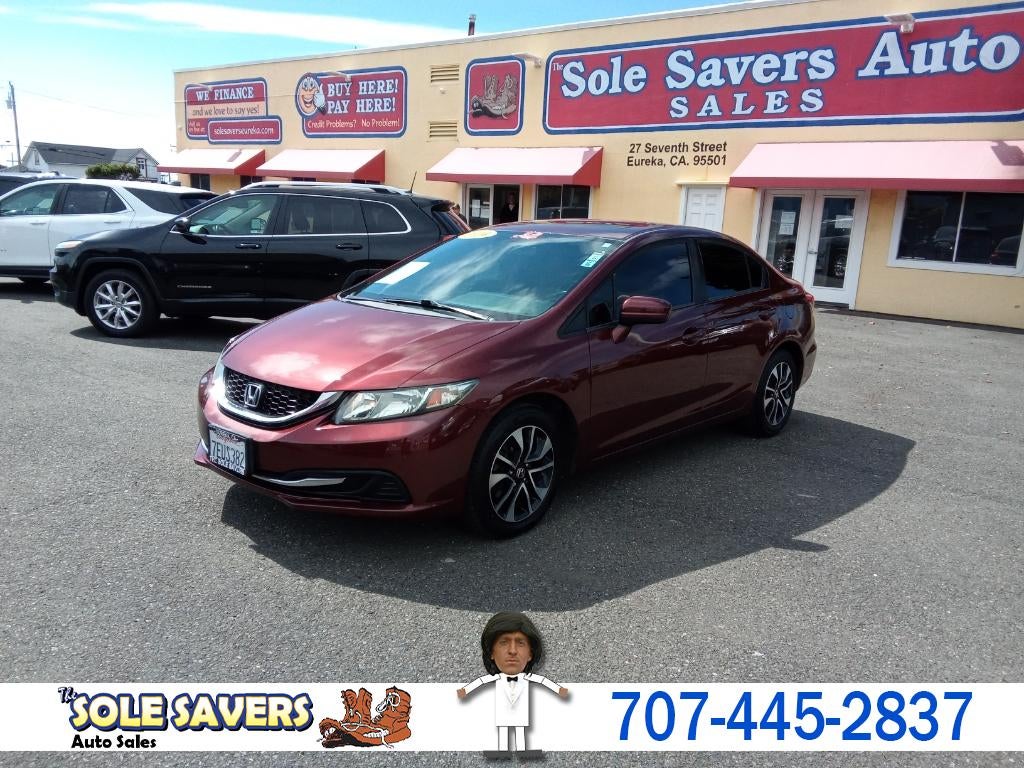2014 Honda Civic EX in Red — front three-quarter view