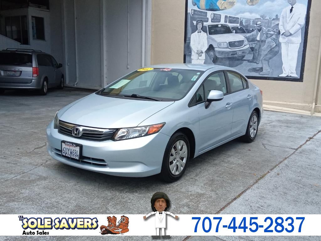 2012 Honda Civic LX in Light Blue — front three-quarter view